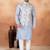 Grey jacquard 3 peice  kurta jacket set for men
