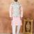 Beige jacquard 3 peice  kurta jacket set for men