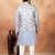 Grey jacquard 3 peice  kurta jacket set for men
