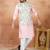 Beige jacquard 3 peice  kurta jacket set for men