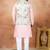 Beige jacquard 3 peice  kurta jacket set for men
