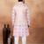 Pink jacquard 3 peice  kurta jacket set for men