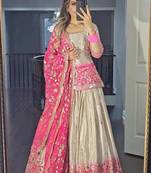 beige n pink Heavy pure Chinon and Digital Print Lehenga choli