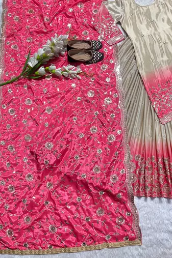 beige n pink Heavy pure Chinon and Digital Print Lehenga choli