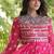 Bandhani print faux georgette gown with kutchi patchwork | 12 meter flair | m-xxl