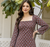 Women's rayon handprinted designer casual wear ethnic Floral Brown short kurti