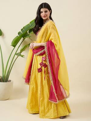 Woven Design Thread Work Ready to Wear Lehenga & Blouse With Dupatta 2