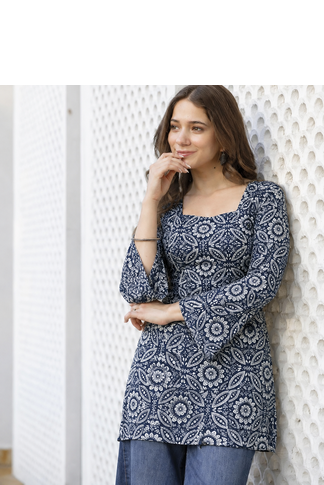 Women's Rayon Jaipuri Mandala Printed Ethnic Short Kurtas & Kurtis 5