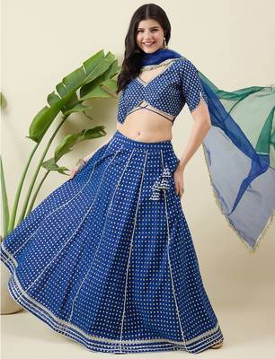 Woven Design Gotta Patti Ready to Wear Lehenga & Blouse With Dupatta 1