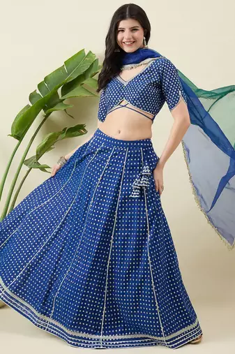Woven Design Gotta Patti Ready to Wear Lehenga & Blouse With Dupatta