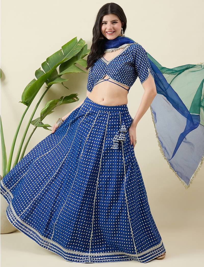 Woven Design Gotta Patti Ready to Wear Lehenga & Blouse With Dupatta