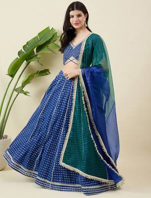 Woven Design Gotta Patti Ready to Wear Lehenga & Blouse With Dupatta 4