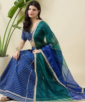Woven Design Gotta Patti Ready to Wear Lehenga & Blouse With Dupatta 5