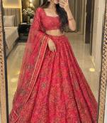 Red Mirror Lehenga Choli With Dupatta