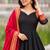 Black Anarkali Suit with Red Dupatta | Embroidered Ethnic Party Wear Dress