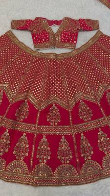 Red Bridal Lehenga Choli With Dupatta 2