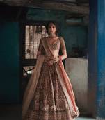 Brown Thread Lehenga Choli With Dupatta