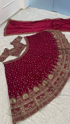 Dark Pink Thread Lehenga Choli With Dupatta 1