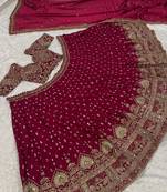 Dark Pink Thread Lehenga Choli With Dupatta
