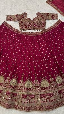 Dark Pink Thread Lehenga Choli With Dupatta 2
