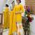 Yellow silk blend embroidered sharara set