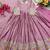 Mauve silk blend embroidered flared gown set