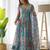 Light-blue organza printed anarkali set