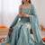Blue art silk thread embroidery palazzo set