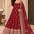 Red art silk embroidered flared gown set