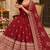 Red art silk embroidered flared gown set