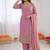 Light-pink georgette thread embroidery kurta set