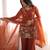 Dark-orange silk blend embroidered palazzo set