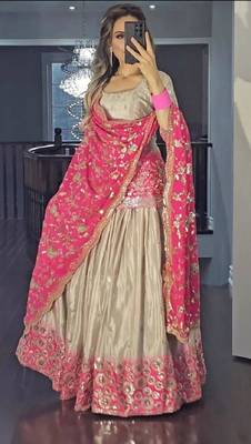 Multicolor silk embroidered sharara set 1