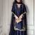 Dark-blue crepe embroidered palazzo set