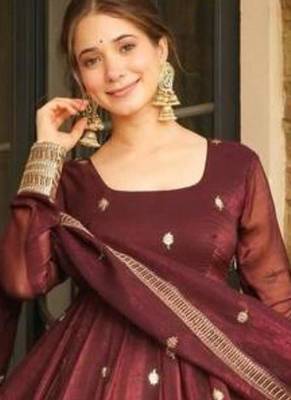 Dark-brown silk embroidered palazzo set 2