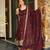 Dark-brown silk embroidered palazzo set