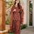 Dark-red cotton printed farshi salwar set