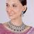 Green rhodium premium designer american diamond and stone work necklace set
