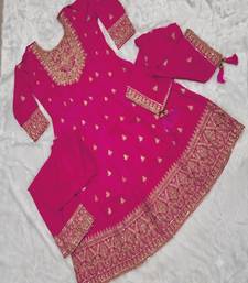 Pink silk embroidered farshi salwar set