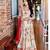 Cream faux georgette digital print flared gown set
