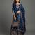 Blue silk blend embroidered sharara set