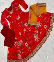 Orange georgette embroidered anarkali set