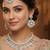 White rhodium premium designer american diamond and stone work necklace set