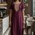 Wine silk thread embroidery kurta set