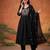 Black cotton poly embroidered kurta set
