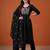 Black cotton poly embroidered kurta set