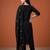 Black cotton poly embroidered kurta set