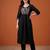 Black cotton poly embroidered kurta set