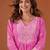 Pink cotton poly embroidered kurta set