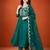 Teal-green silk blend embroidered kurta set